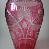 St. Louis Vase St Lambert pink crystal vase 29cm