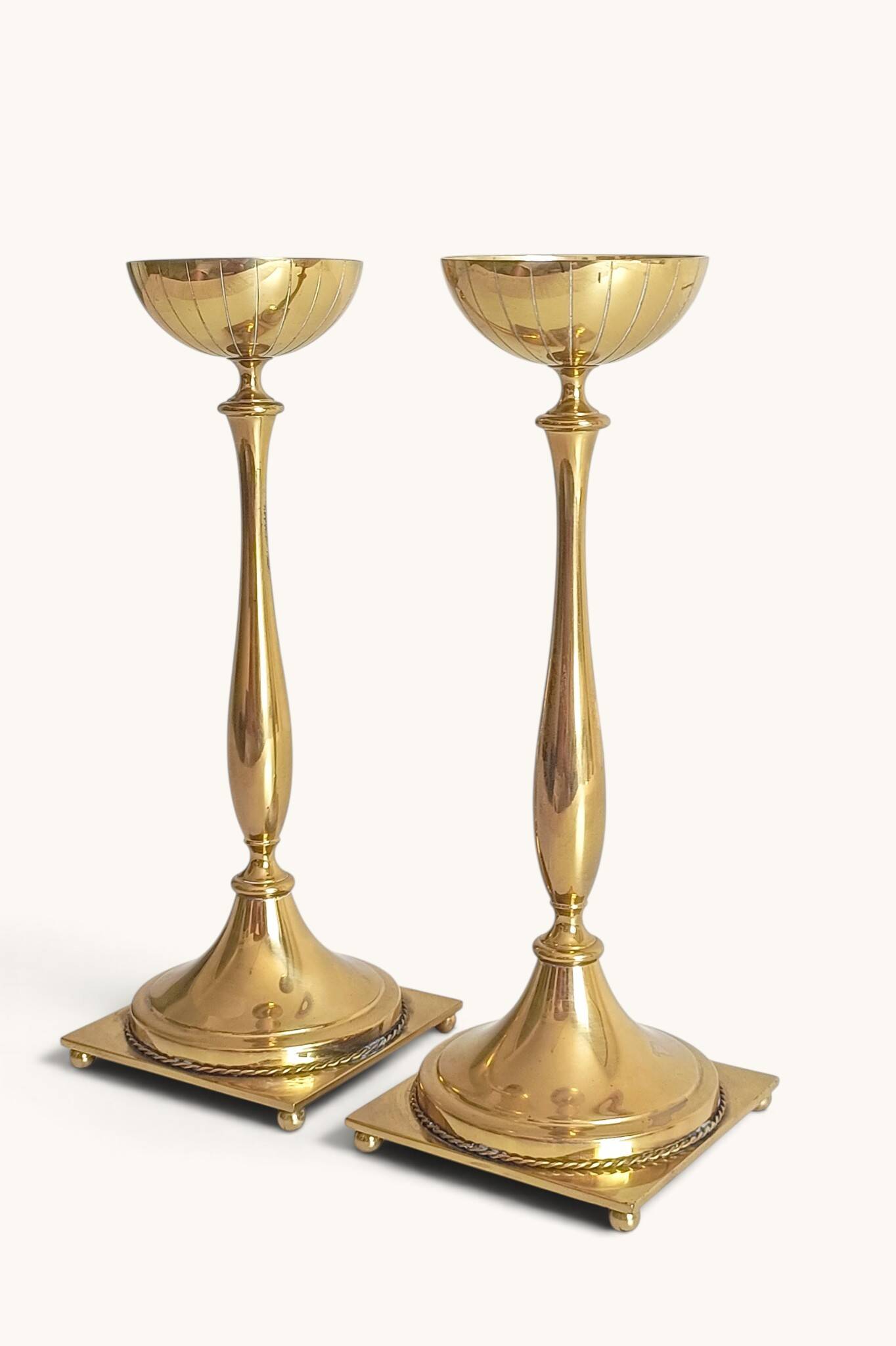 Scandinavian Modern Brass Candlesticks by Gunnar Ander for Ystad Metall
