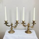 Gilded bronze candlesticks with moving branches decorated with acanthus leaves