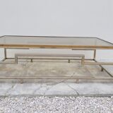 Rectangular coffee table in brass and chromed metal 1970 design