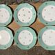 6 flat mint plates and golden flowers