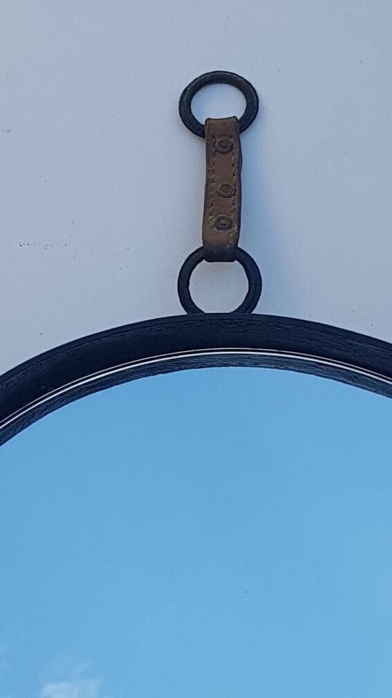 Round mirror wrought iron years 50 brutalist 50x50cm