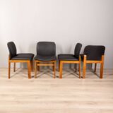 Set of 4  chairs 70s vintage in black leather Italian design
