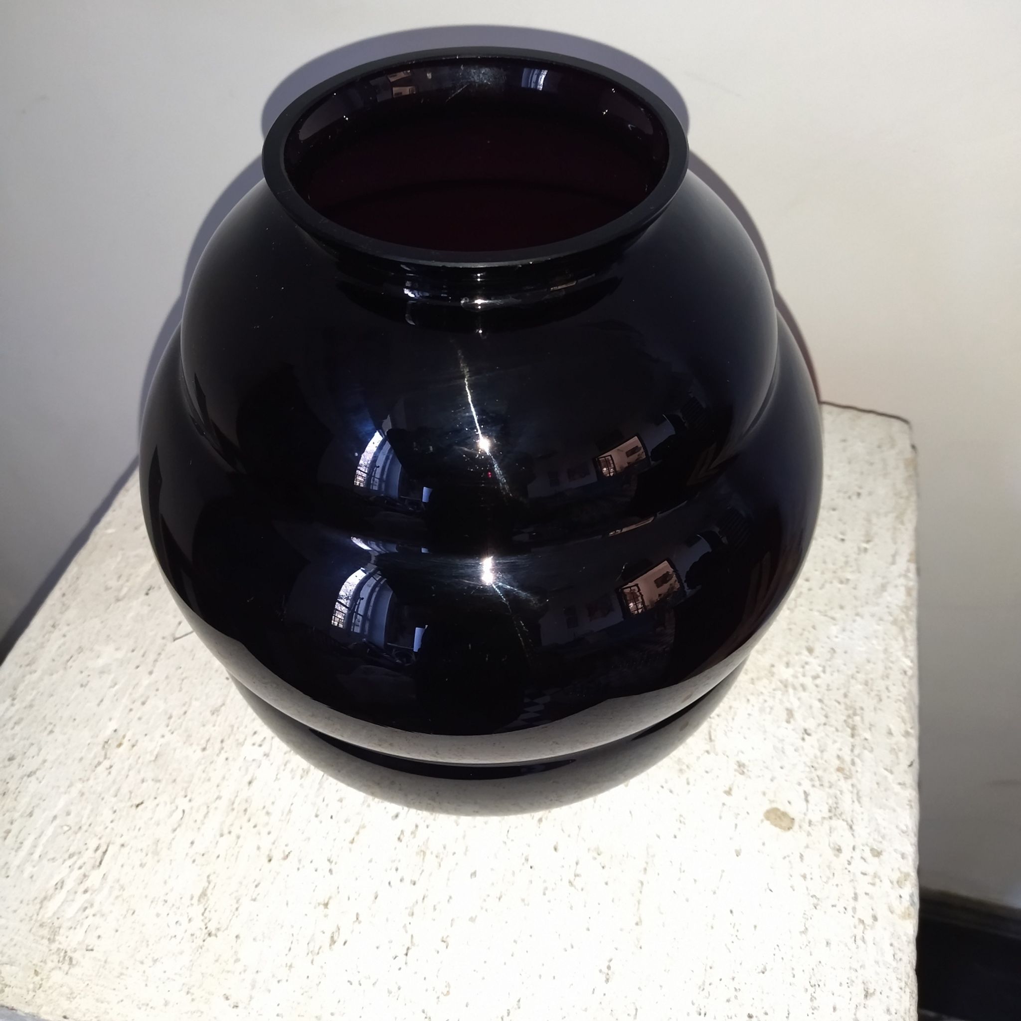 Amethyst blown glass vase art deco