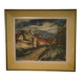 Painting The Village Lane reproduction 1960’s