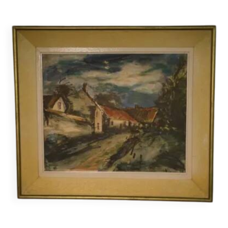 Painting The Village Lane reproduction 1960’s