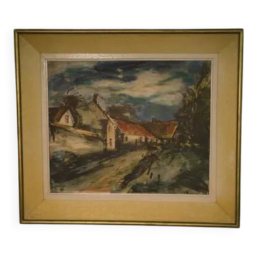 Painting The Village Lane reproduction 1960’s