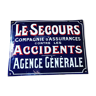 Large enamelled plaque "LE SECOURS." Insurance company. 1910/1920s. Collection. Trade plate. Insurance. Vintage French.