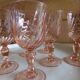 6 luminarc pink glass aperitif glasses