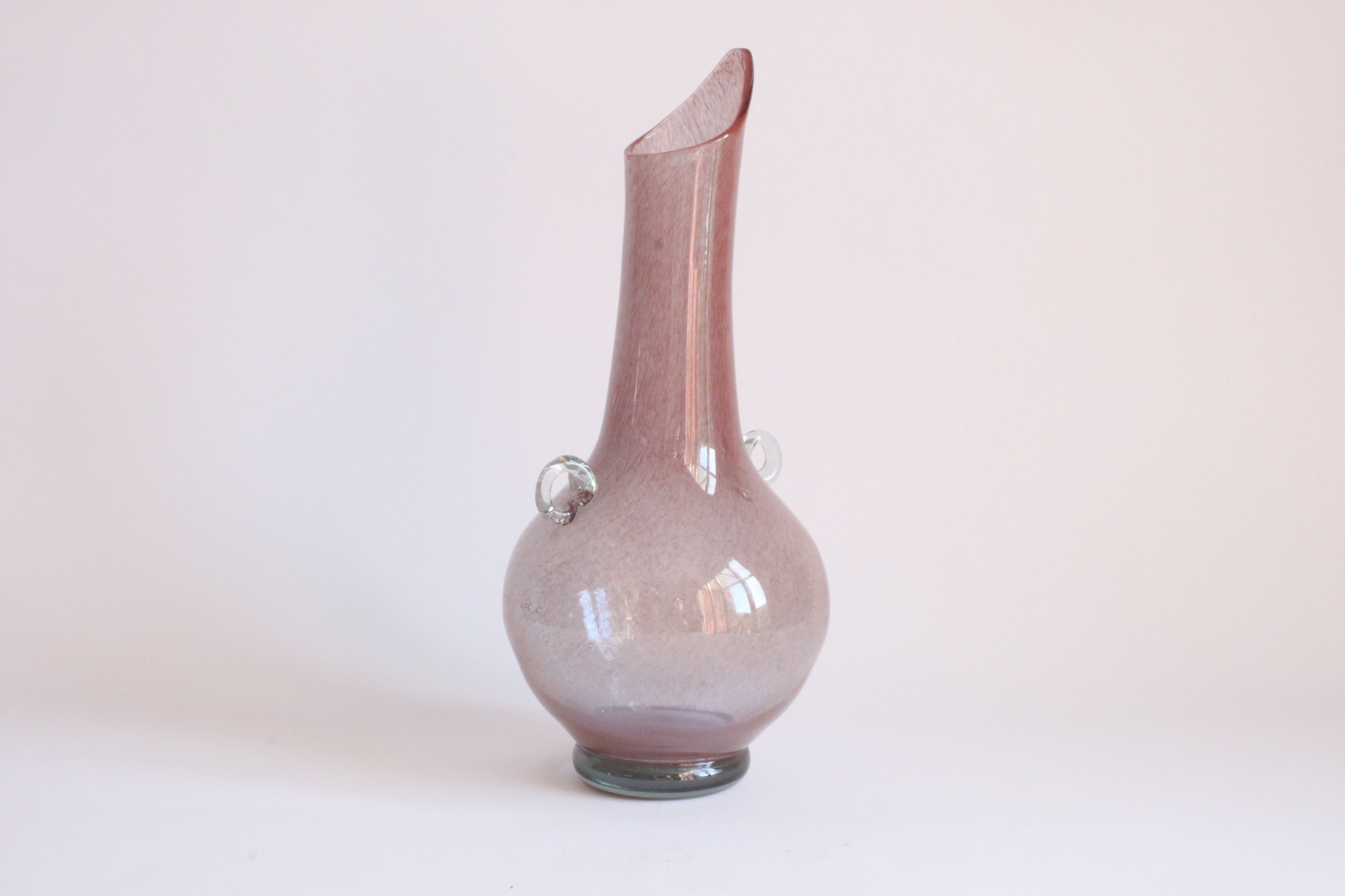 Pink Pulegoso glass vase with little ears, 1960s