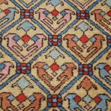 Colorful oriental runner with contrasting borders and cozy patterns, measuring 314x92 cm