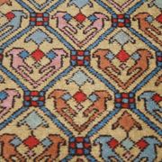 Colorful oriental runner with contrasting borders and cozy patterns, measuring 314x92 cm