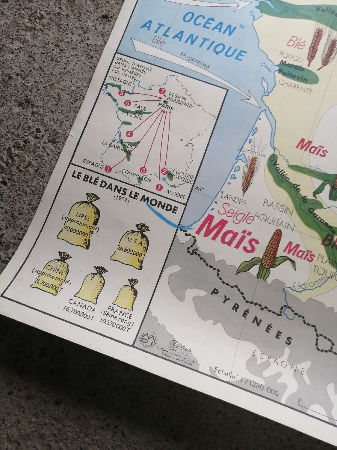 Carte scolaire vintage mdi FRANCE La Seine