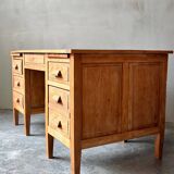 Bureau ancien en chêne massif brut, aérogommé et ciré