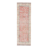 Tapis de couloir turc vintage à motif floral rouge