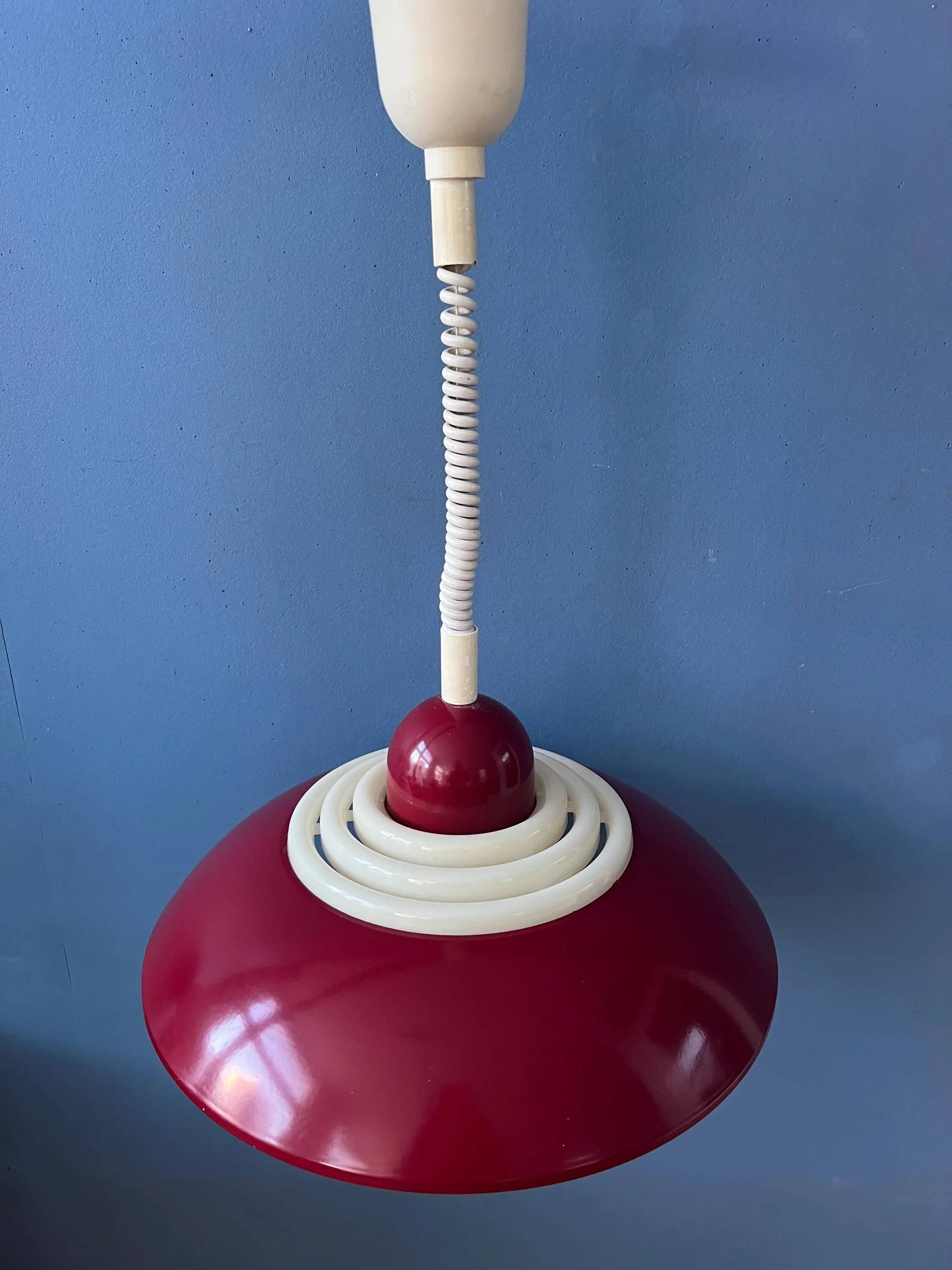 Red Scandinavian suspension lamp Space Age by Knud Christensen