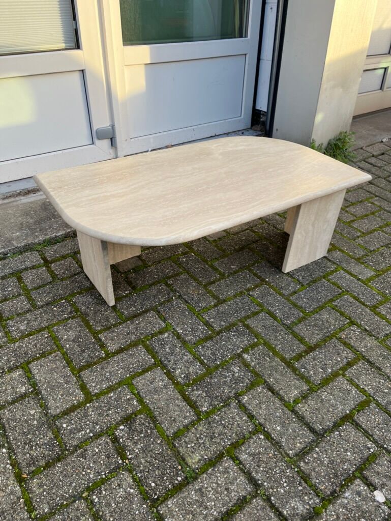 Vintage travertine teardrop coffee table