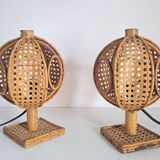 Paire de lampes de chevet bambou