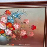 Huile sur toile bouquet de fleurs signé Charles Édouard