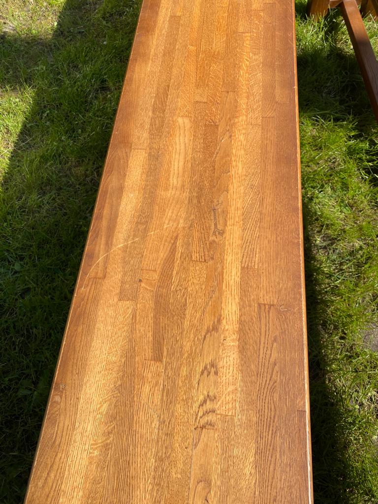 Vintage solid oak bench 220cm
