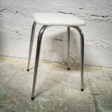 Stool chrome and skaï white