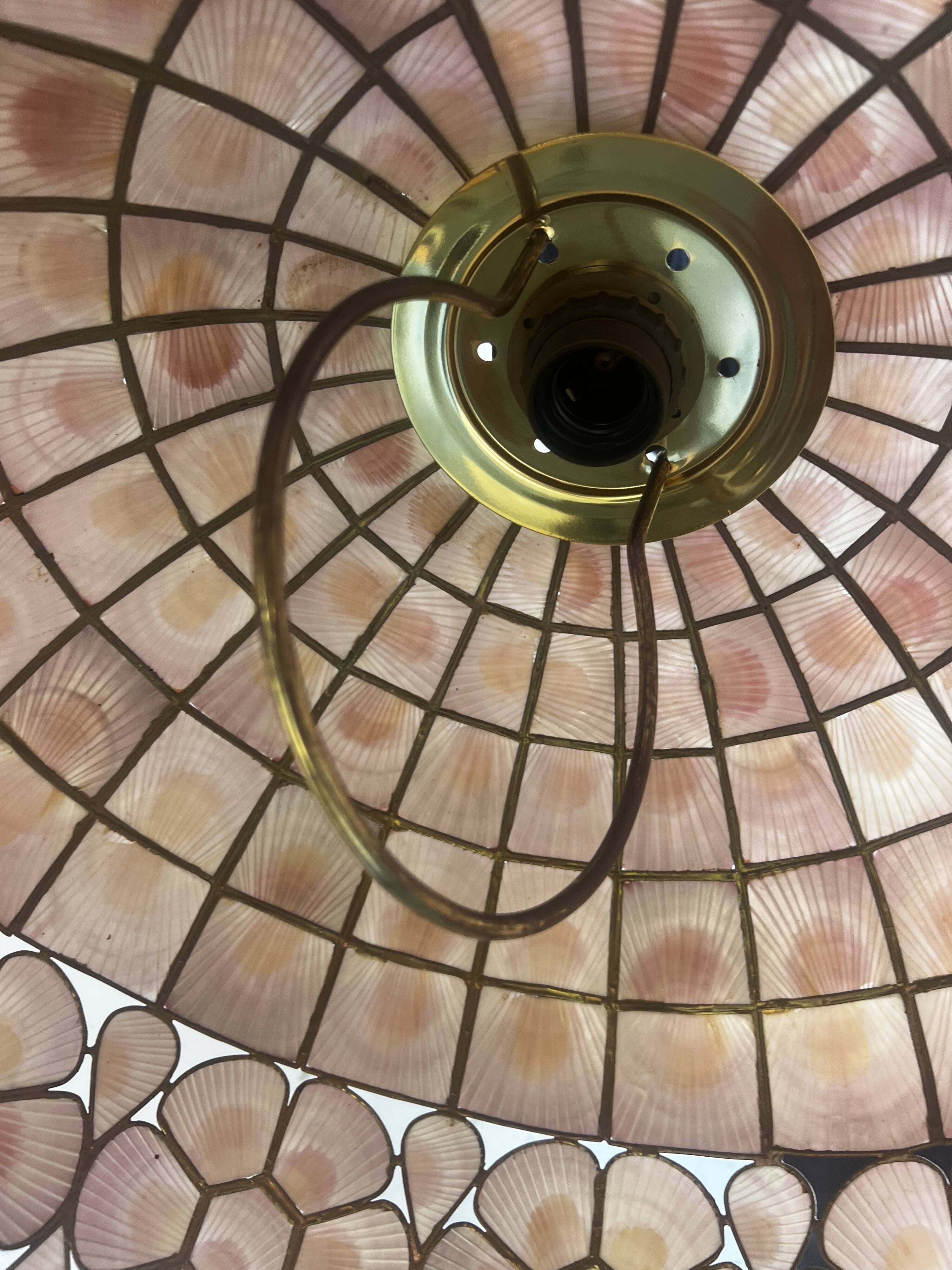 Vintage pink capiz shell chandelier/pendant lighting
