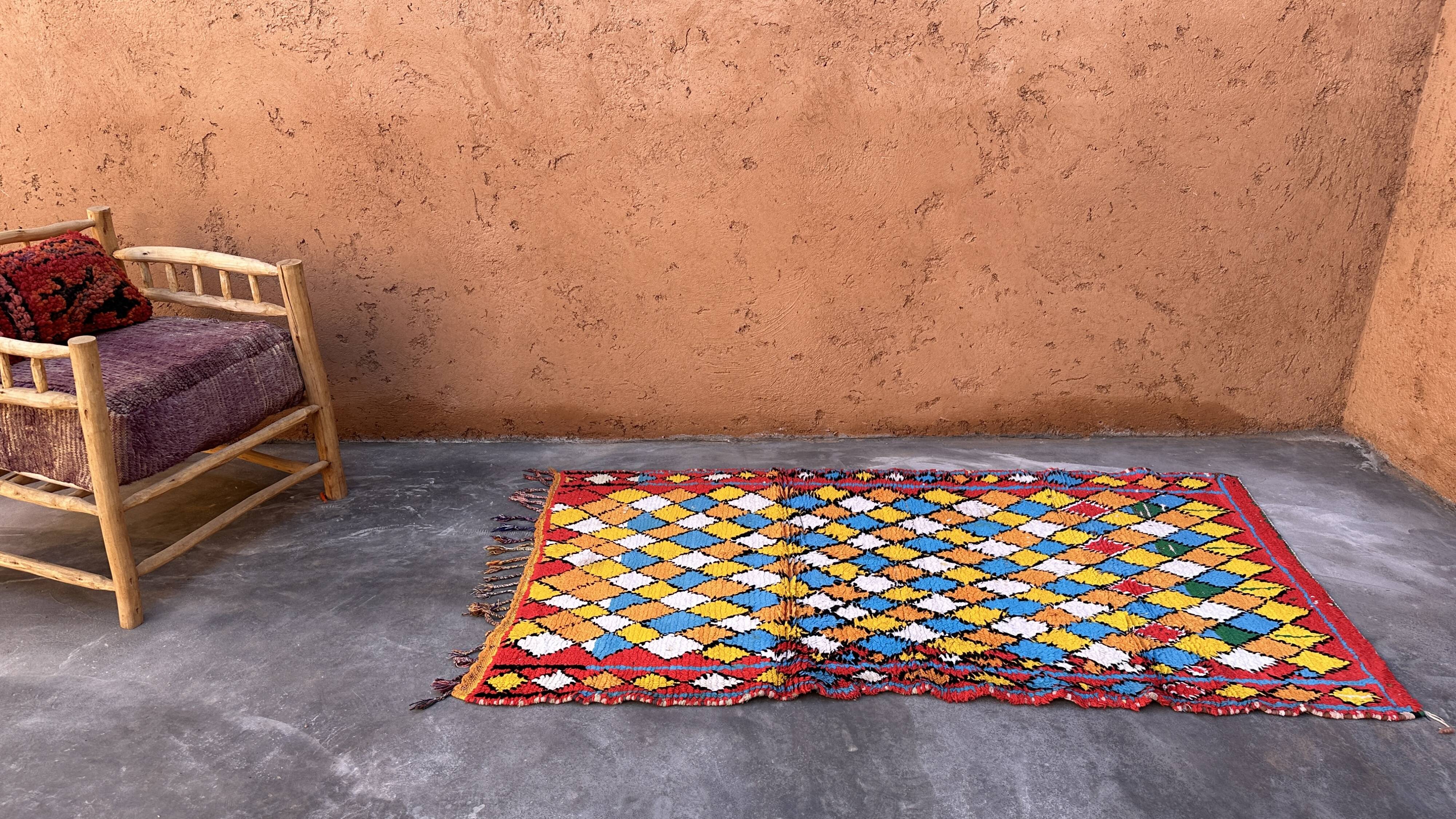 Tapis Marocain Boucherouite coloré - 107 x 191 cm