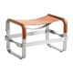 Old Silver Steel Footrest and Natural Tobacco Leather, Contemporary Style