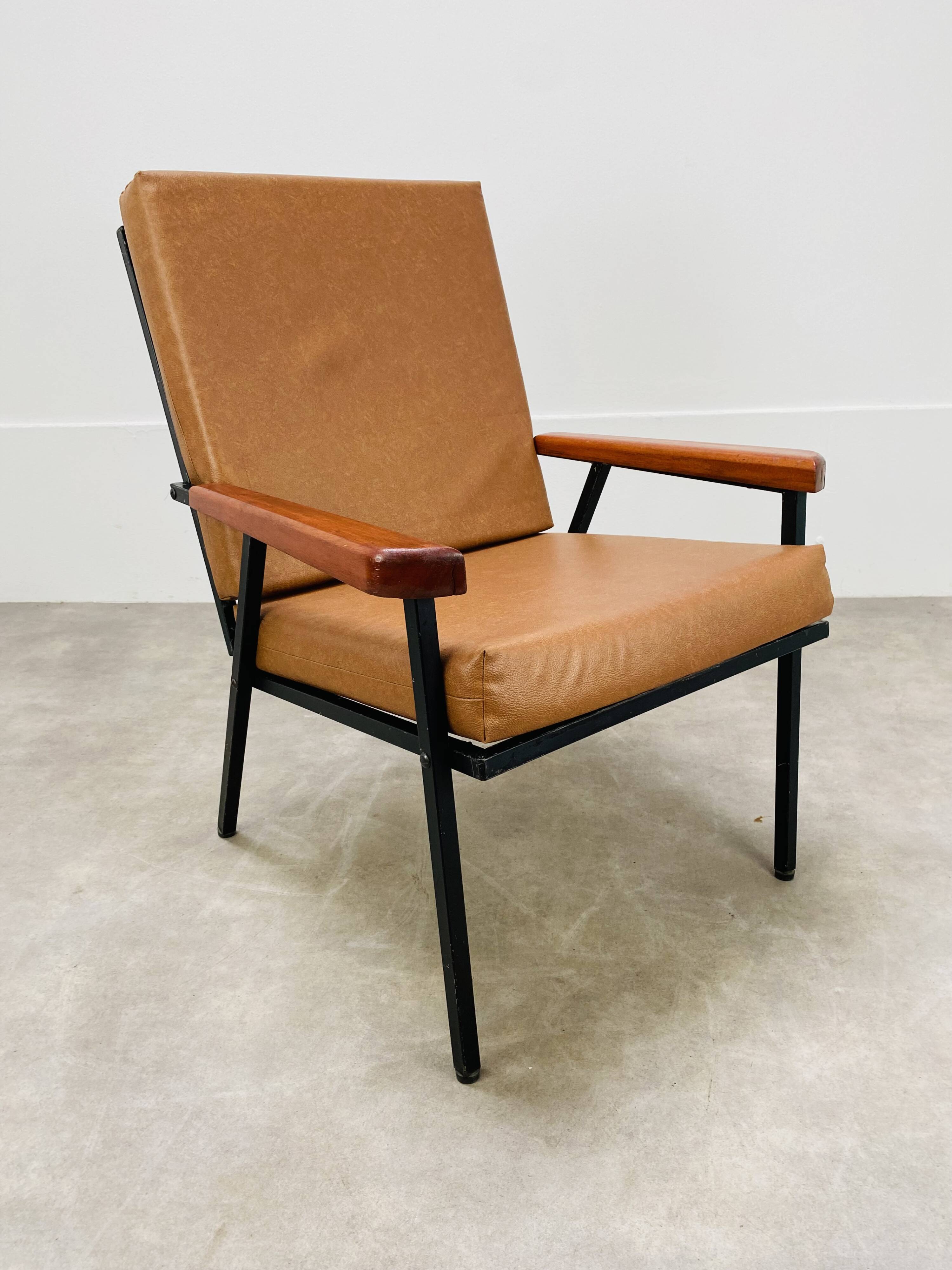 Armchair 50s metal and wood