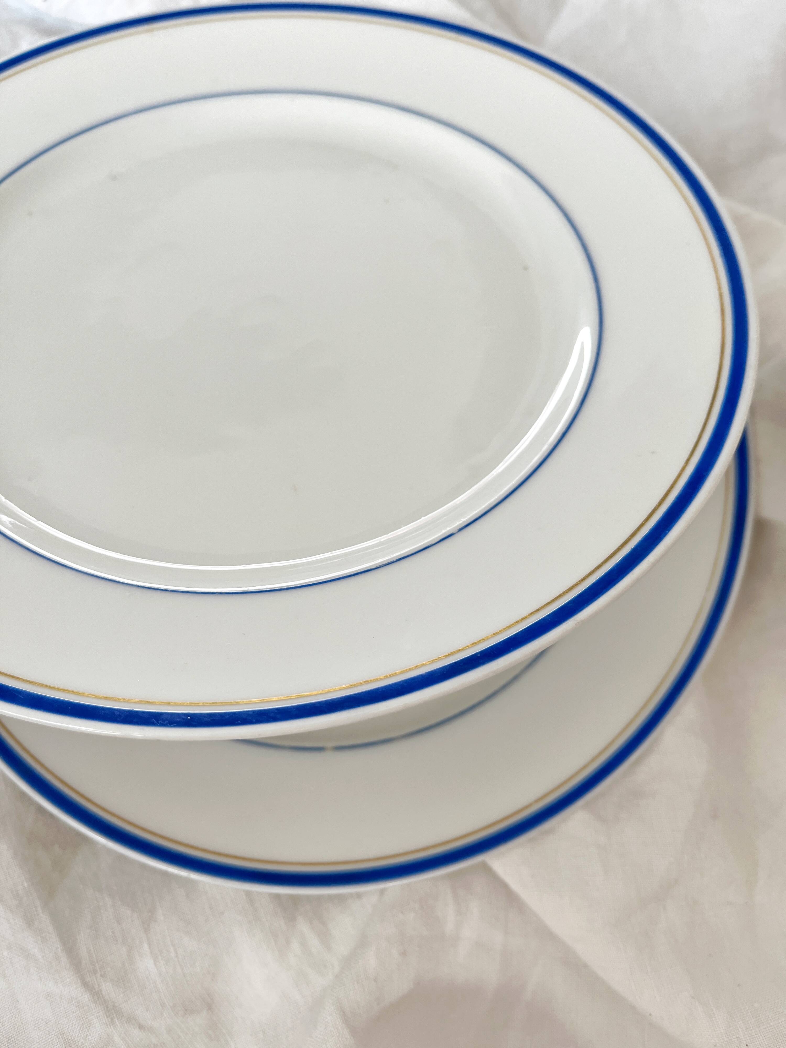 2 antique porcelain dessert plates in the Empire style, 19th century