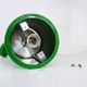 Vintage industrial suspension in green metal and white plastic lampshade. Year 70