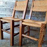 6 chaises en noyer et paillées