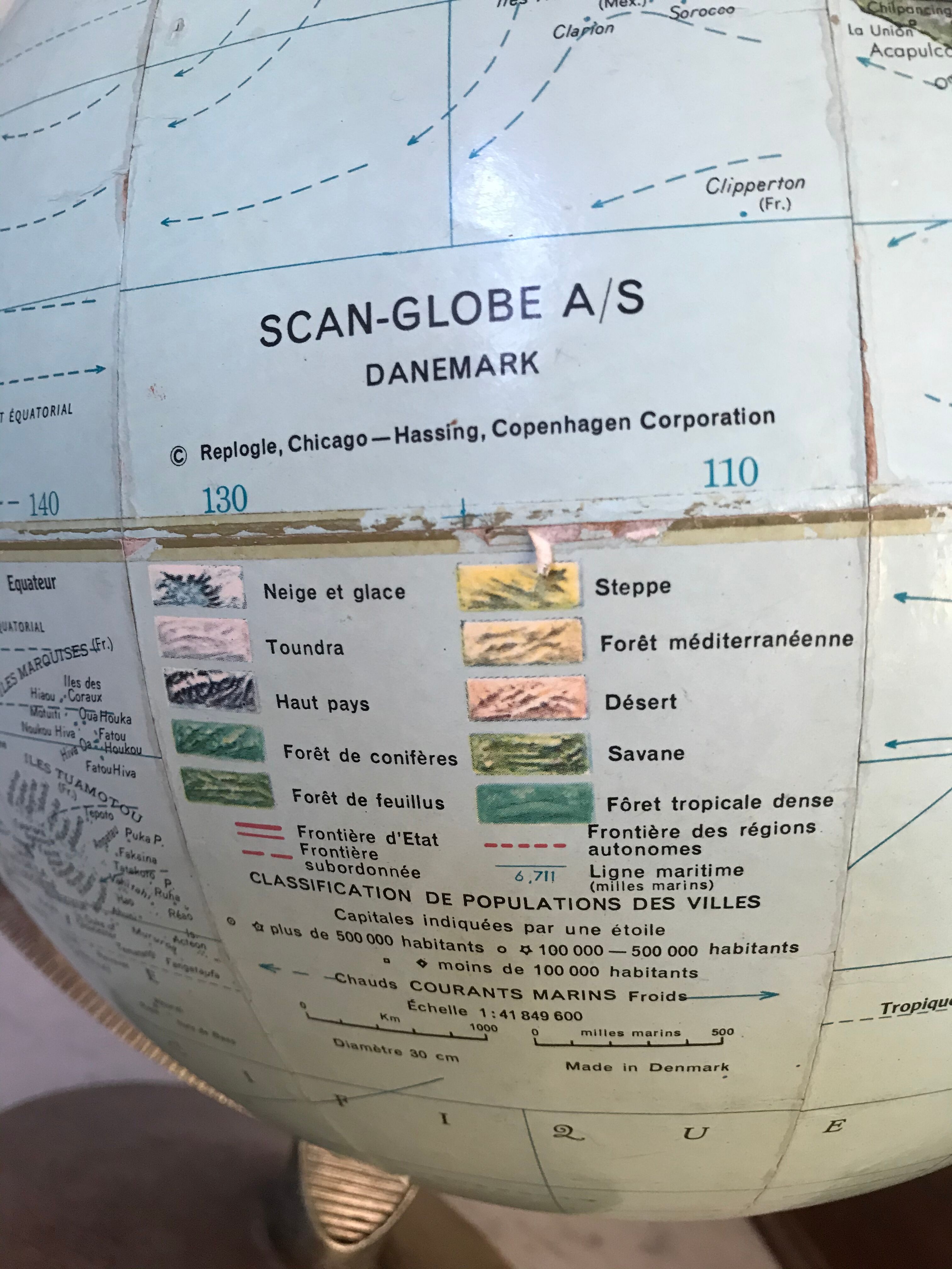 Earth Globe Scan-globe A/S Denmark 1950s