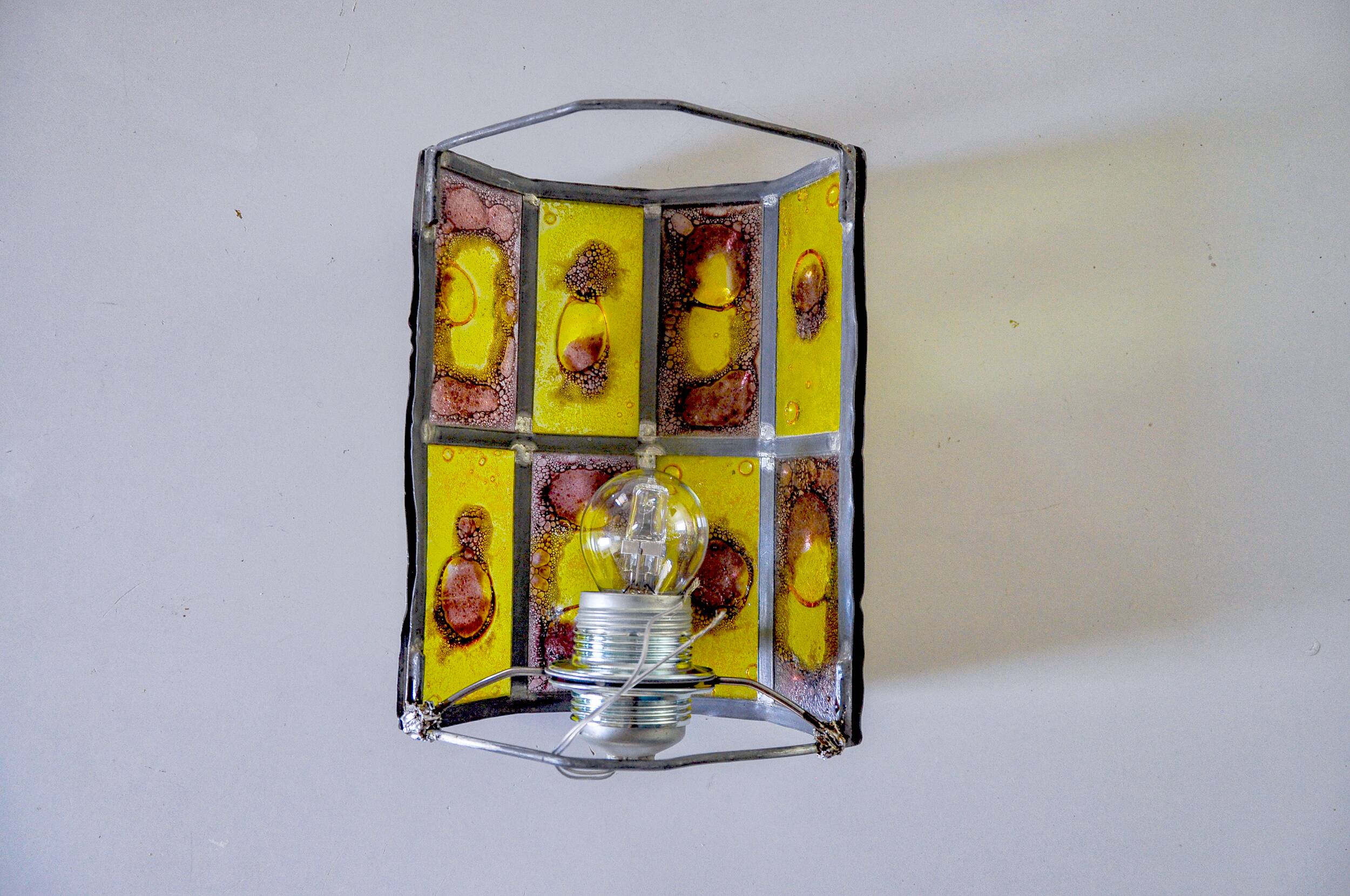 Brutalist wall lamp by Felipe Derflingher for Feders, blown glass, 1960, Mexico