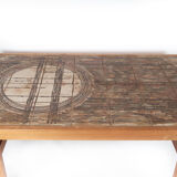 Table basse en teck avec carreaux de design danois, années 1960