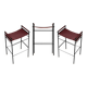 Jeu de 3 tabourets de bar Artisan contemporain en cuir cognac et métal noir