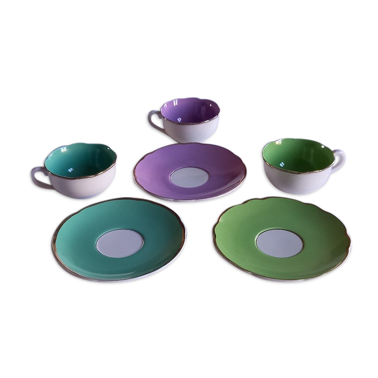 Lot composed of 3 cups and old saucers ( Digoin Sarreguemines France )