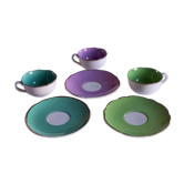 Lot composé de 3 tasses et soucoupes anciennes  ( Digoin  Sarreguemines  France )
