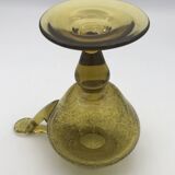 Lampe à huile en verre soufflé main bullé jaune verrerie biot