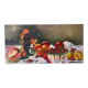 Still life with fruits and strawberries, oil on canvas signed Odile Julien.