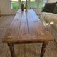 XXL coffee table in solid raw elm wood with 2 drawers, rustic antique.