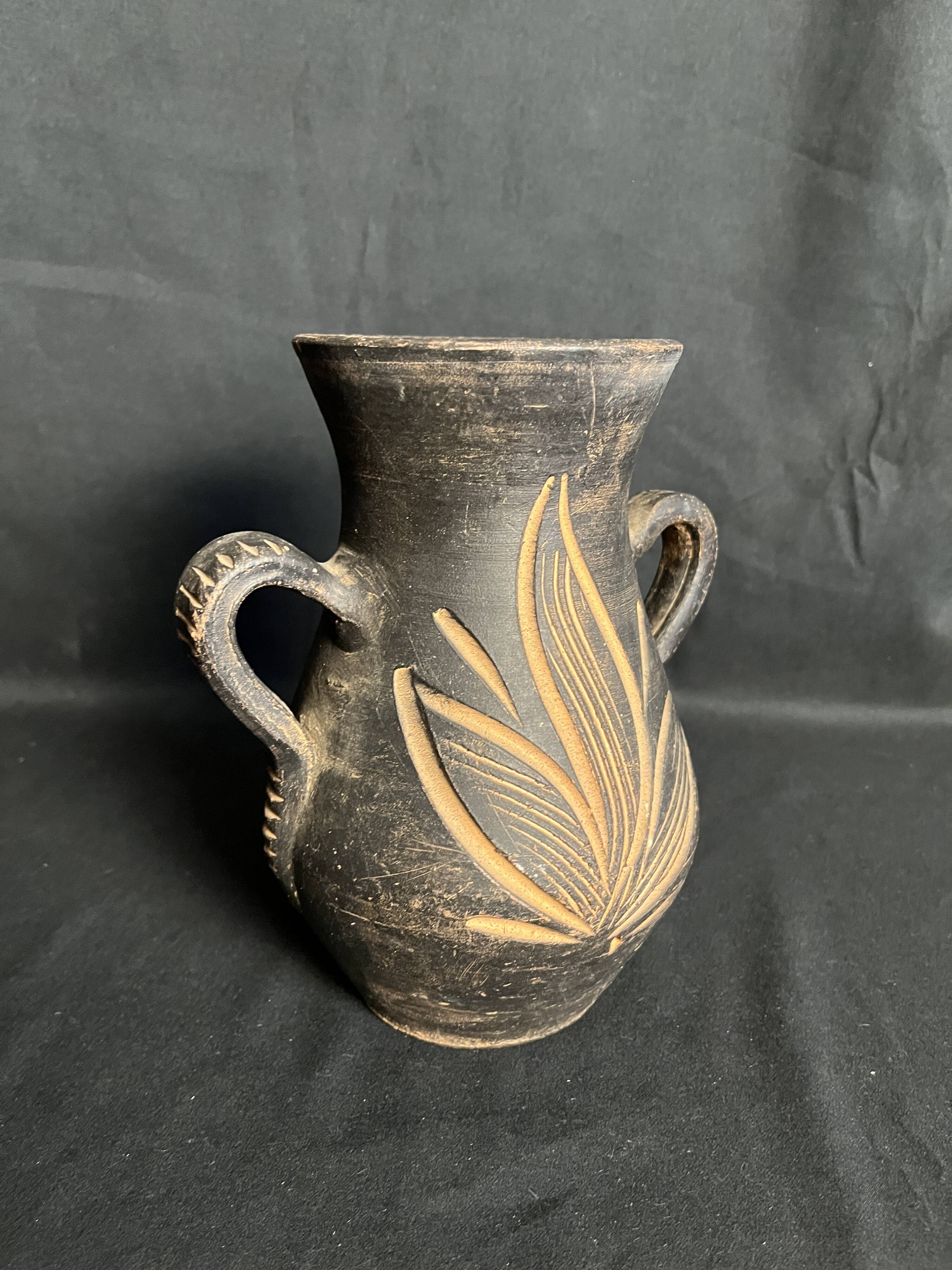 Vintage, brown terracotta vase circa 1970