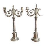 Christofle. Pair of candlesticks, Candelabras, Candlesticks in silver metal. Malmaison model. (New)