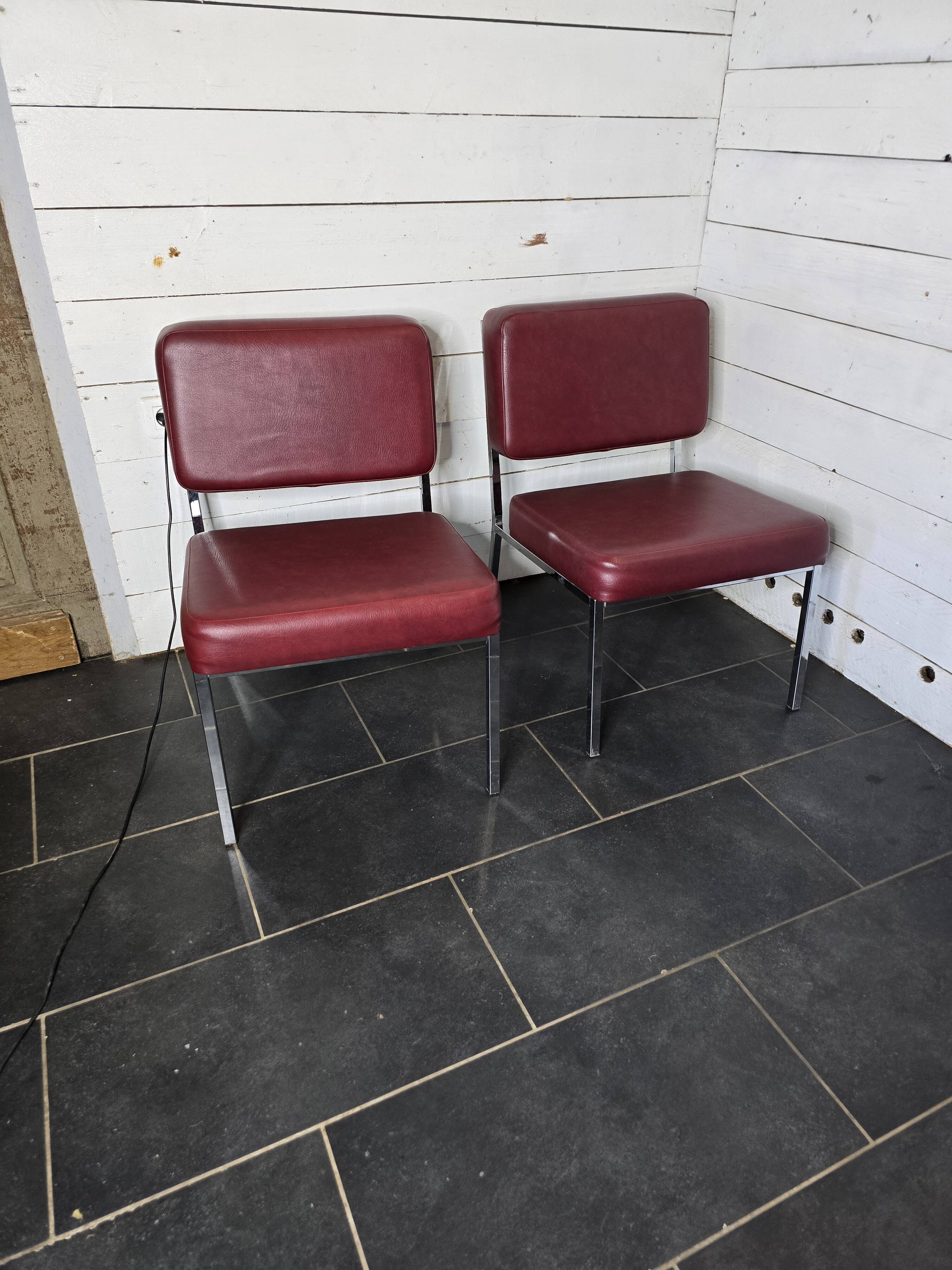 Pair of chrome footed armchairs from the 60s