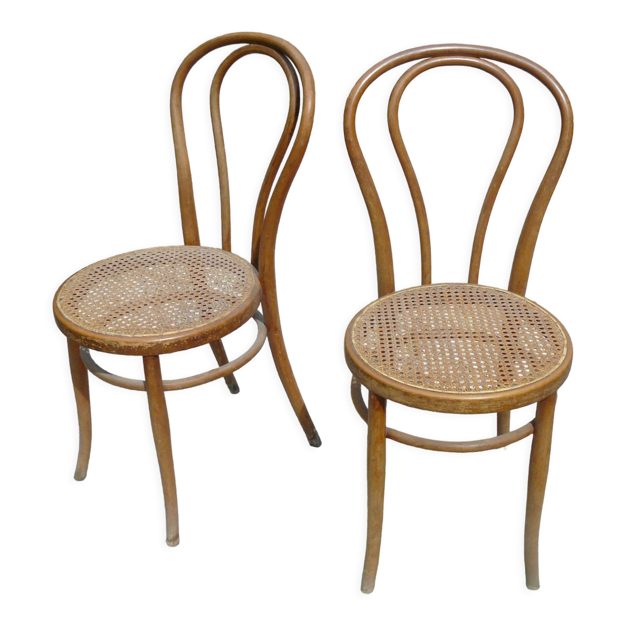 Pair of chairs bistrot tanned j & j khon curved wood