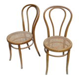Pair of chairs bistrot tanned j & j khon curved wood