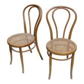 Pair of chairs bistrot tanned j & j khon curved wood