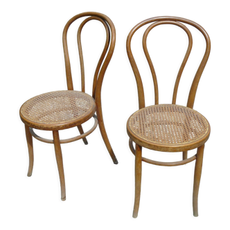 Pair of chairs bistrot tanned j & j khon curved wood