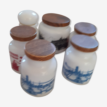 6 jars of opaline from the 60s diverse