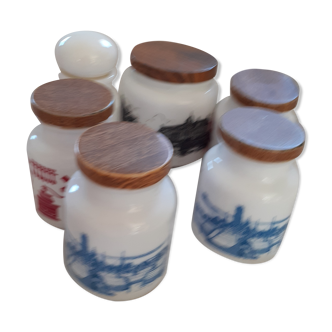 6 jars of opaline from the 60s diverse